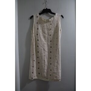 Kiko Linen Blend Floral Print Sleeveless Shift Dress Size Medium